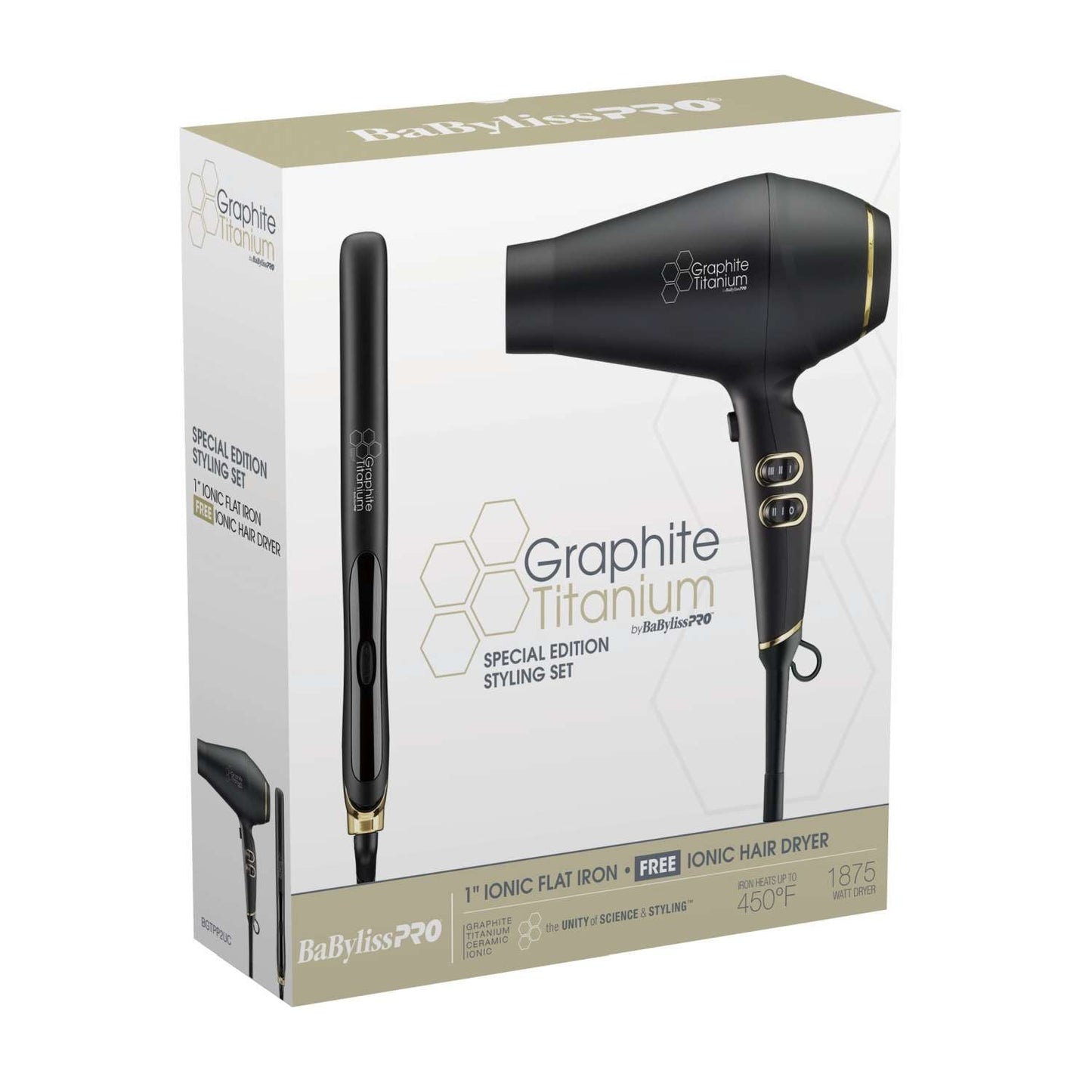 Babylisspro Graphite Titanium Dryer 1 Graphite Titanium Flat Iron Prepack
