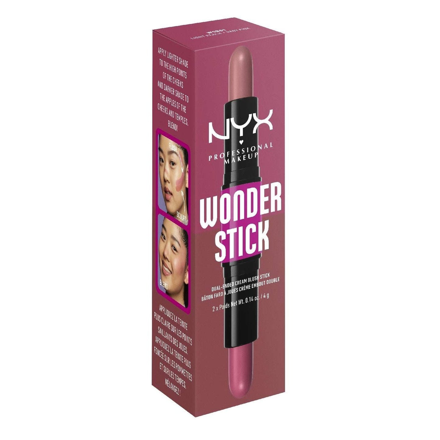 NYX Wonder Stick Cream Blush 01 - Light Peach And Baby Pink 0.28 Oz