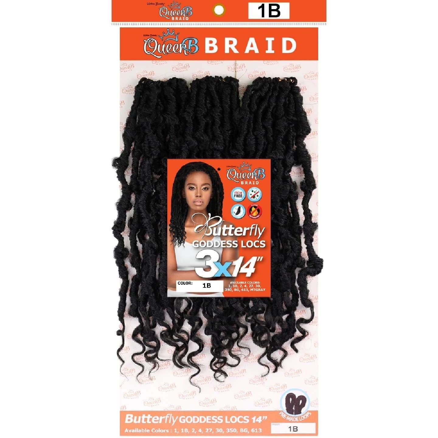 Urban Beauty Queen B Braid Synthetic Butterfly Goddess Locs 3X Value Pack 14 Inch Color 1B Urban Beauty
