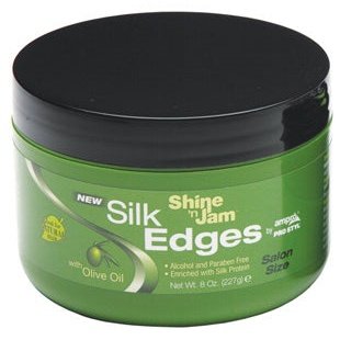 Ampro Shine 'N Jam Silk Edges W/Olive Oil 8 oz. Ampro