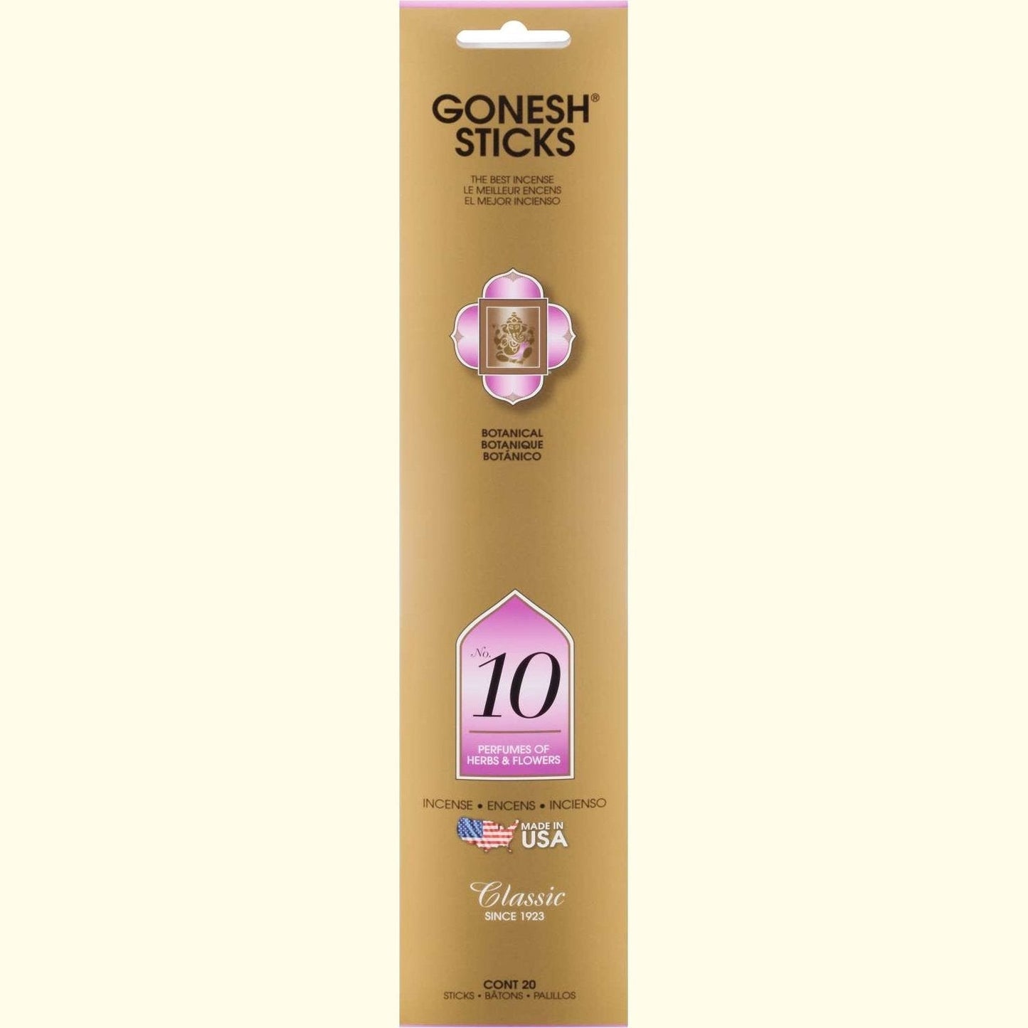 Gonesh Stick Classic 10 Herbs  Flowers 20 Piece