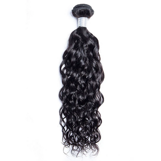 Black wavy hair bundle on a white background
